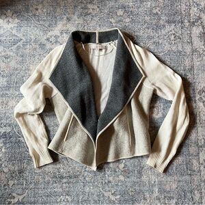 LOFT Wool Felt / Knit Open Front Cardigan